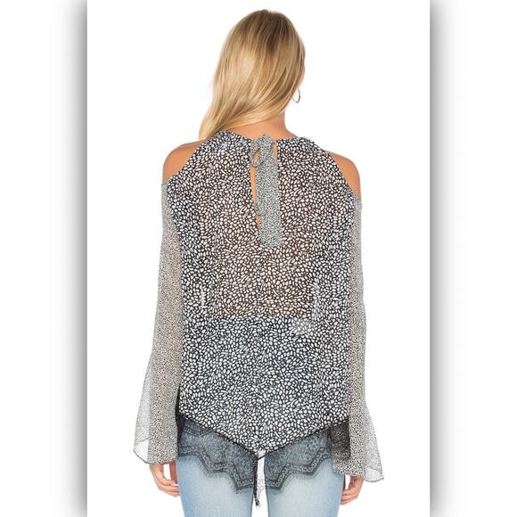 DEREK LAM 10 CROSBY Silk Lace Hem Cold Shoulder Halter Blouse Women's Sz 2 NWT - Picture 12 of 14